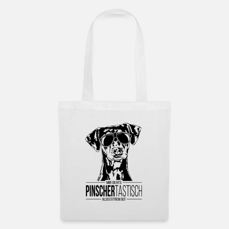 PINSCHERTASTISCH Deutscher Pinscher Spruch Hund - Stoffbeutel - Weiß