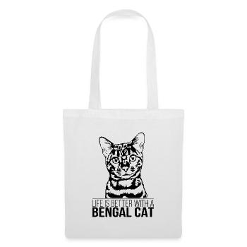 Bengal La vie de chat est meilleure Chats de chat Wilsigns - Sac en tissu - blanc - Devant