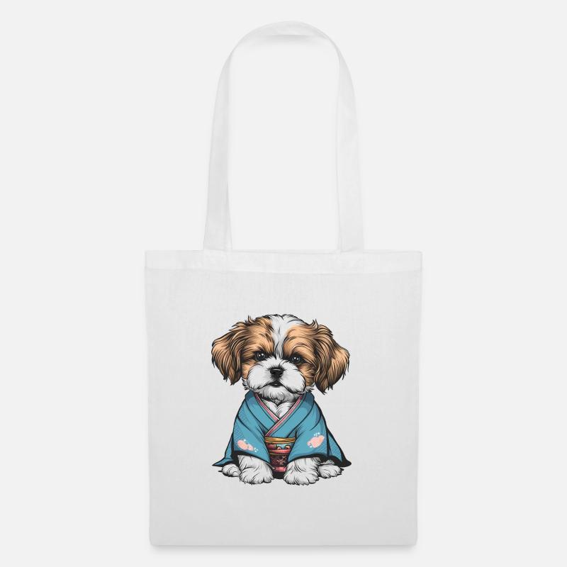 Shih Tzu im Kimono - Stoffbeutel - Weiß