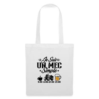 Je suis un mec simple cafe tracteur l'apéro - Sac en tissu - blanc - Devant