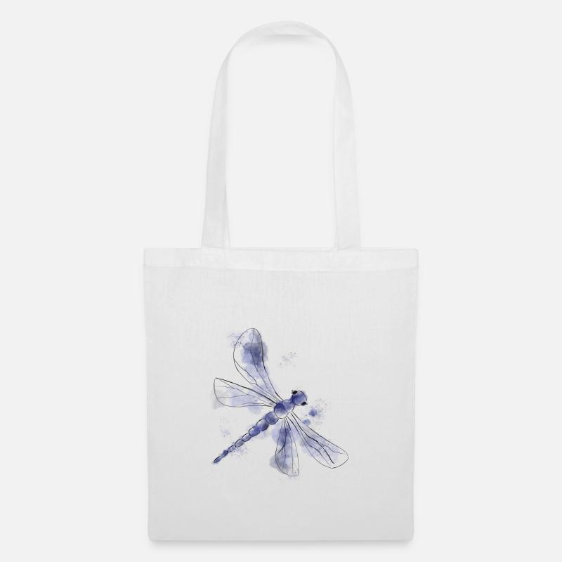 Blaue Libelle - Stoffbeutel - Weiß