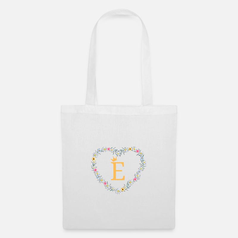 Buchstabe E, Monogramm, Herz, personalisierbar - Stoffbeutel - Weiß