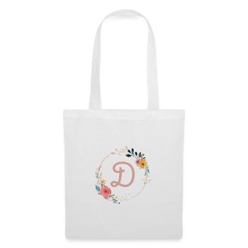 D Monogram Floral, Floral Wreath, Personalizable - Tote Bag - white - Front