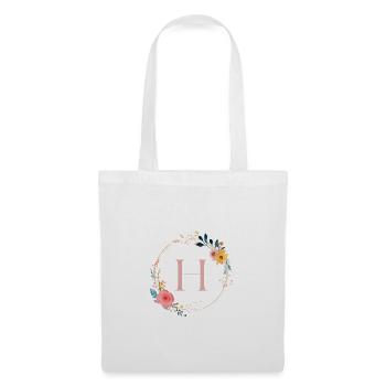 H Monogram Floral, Floral Wreath, Personalizable - Tote Bag - white - Front