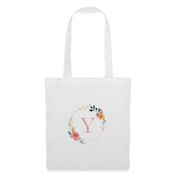 Y Monogram Floral, Floral Wreath, Personalizable - Tote Bag - white - Front