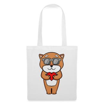 Shiba Inu mit Sonnenbrille und Herz - Stoffbeutel - Weiß - Vorne