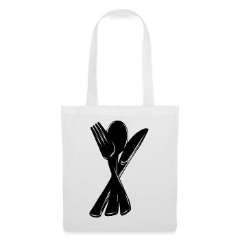 Fourchette et cuillère à couteaux - Sac en tissu - blanc - Devant