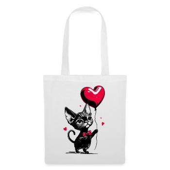 Katze Sphynx Herz Luftballon - Heartful Creatures - Stoffbeutel - Weiß - Vorne