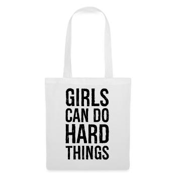 Les filles peuvent faire des choses difficiles - Sac en tissu - blanc - Devant