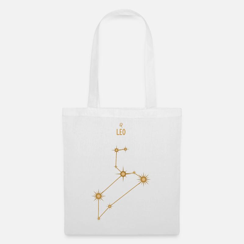 Löwe Sternzeichen Sternkonstellation Goldene Töne - Stoffbeutel - Weiß
