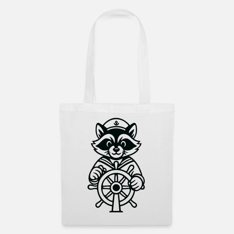 Raccoon Captain Navigation - Stoffbeutel - Weiß