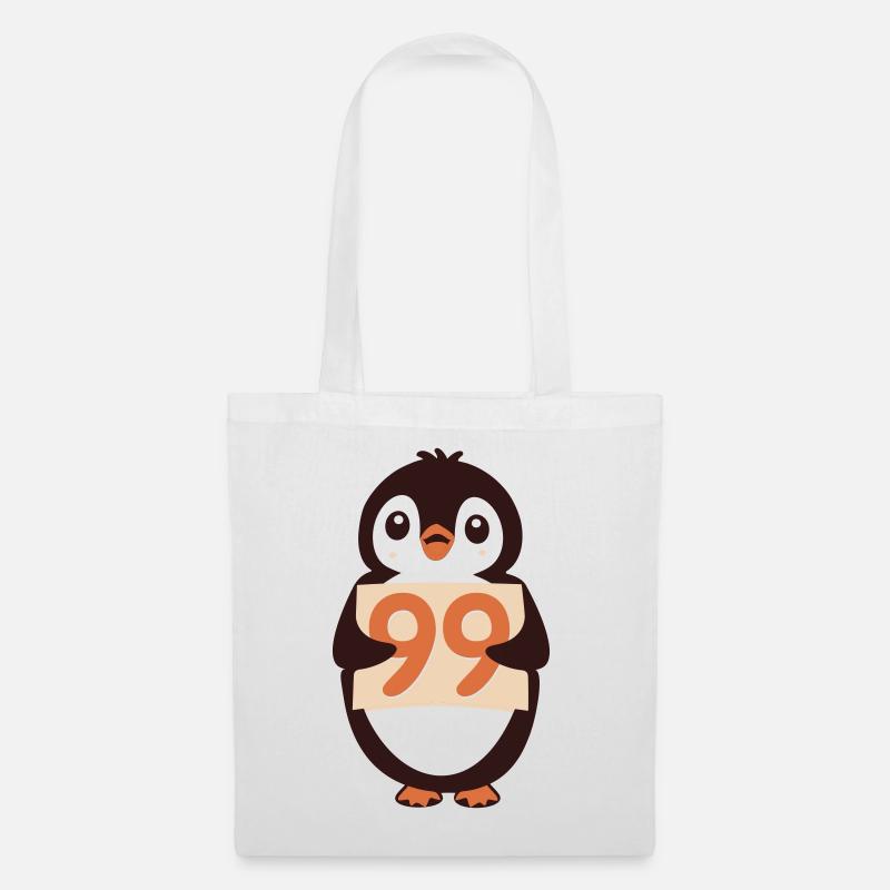 Süßer Pinguin hält ein Schild - Stoffbeutel - Weiß