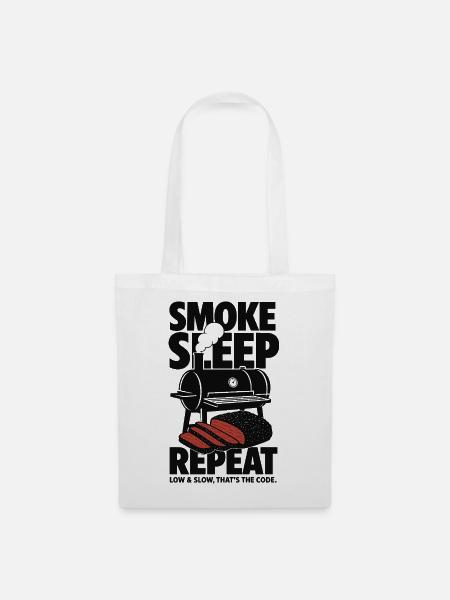 Smoke Sleep Repeat BBQ Design - Stoffbeutel - Weiß