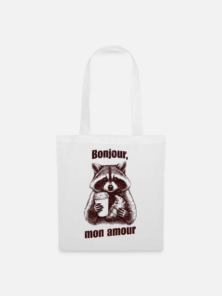 Bonjour mon amour - Stoffbeutel - Weiß