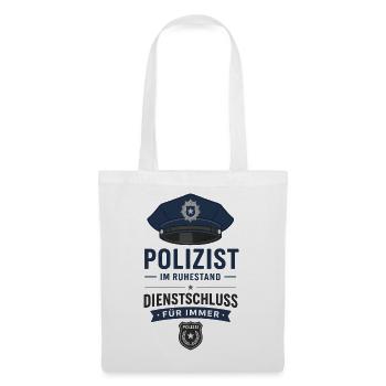 Polizist im Ruhestand – Polizeimütze Rente Spruch - Stoffbeutel - Weiß - Vorne