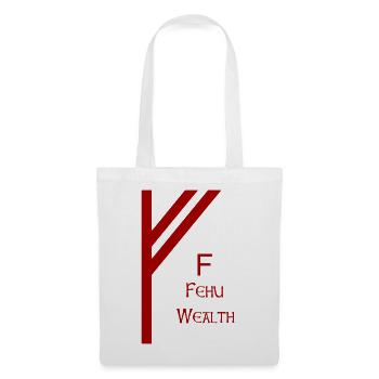 Fehu Rune Complete Red – Viking Futhark Norse - Sac en tissu - blanc - Devant