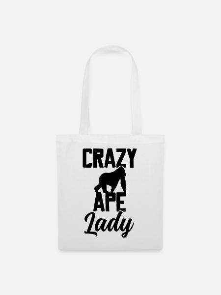 Crazy Ape Lady - Stoffbeutel - Weiß