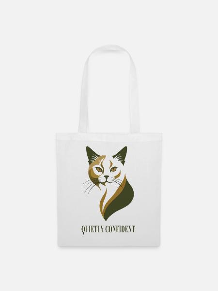 Quietly Confident – Selbstbewusste Katze - Stoffbeutel - Weiß