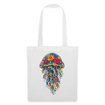 Bunte Quallen-Strandleben Meeresbiologie Kunst - Stoffbeutel - Weiß - Vorne