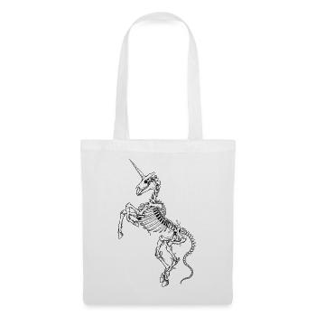 Einhornskelett – Gotische Fantasy-Knochenkreatur - Stoffbeutel - Weiß - Vorne