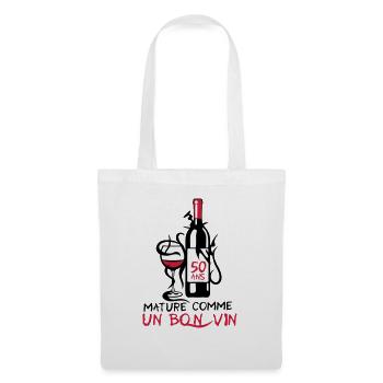 50 ans mature bouteille vin anniversaire - Sac en tissu - blanc - Devant