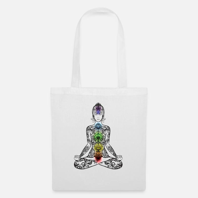 yoga 7 chakra punkte - Stoffbeutel - Weiß