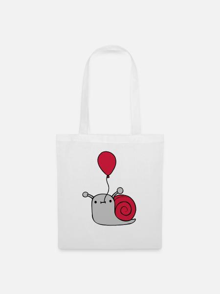 Niedliche Luftballon Schnecke - Stoffbeutel - Weiß