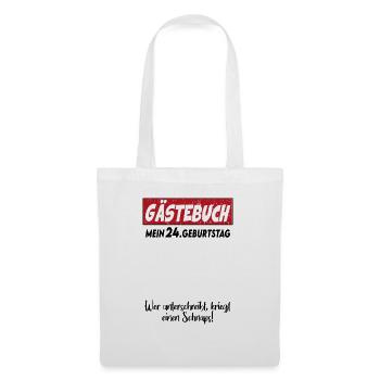 Geburtstag Gästebuch 24 Unterschrift Birthday - Stoffbeutel - Weiß - Vorne