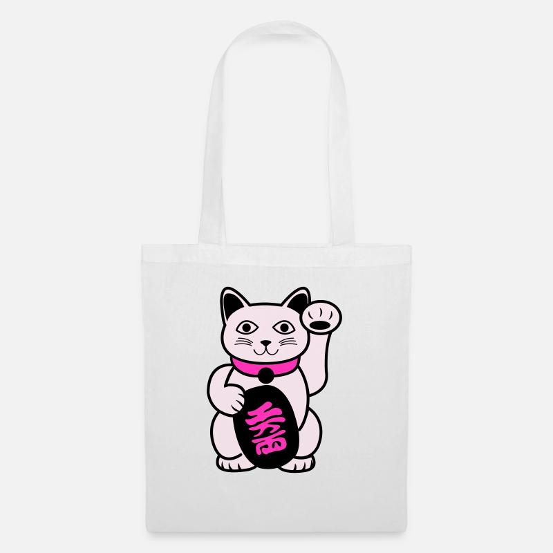 Maneki Winkekatze - Stoffbeutel - Weiß