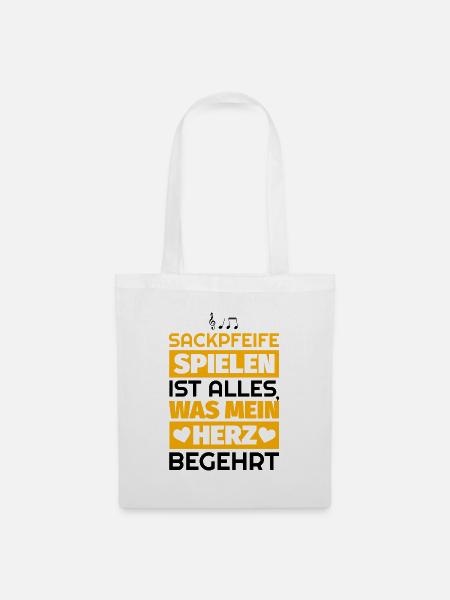 Sackpfeife Geschenke - Stoffbeutel - Weiß