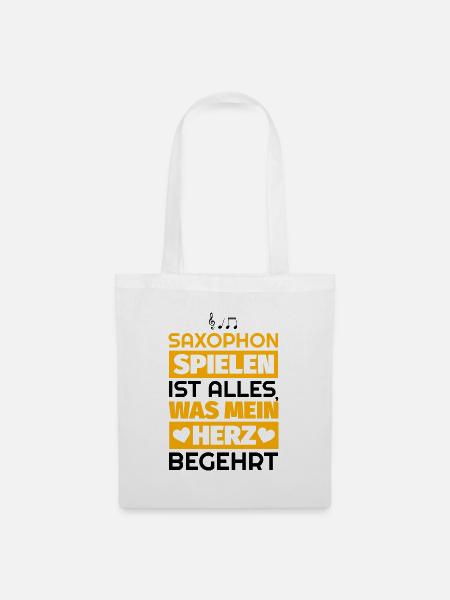 Saxophon Geschenke - Stoffbeutel - Weiß