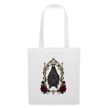 Fledermaus im Spitzbogen – Gothic Art - Stoffbeutel - Weiß - Vorne