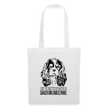 CAVALIER KING CHARLES SPANIEL life better Wilsigns - Sac en tissu - blanc - Devant