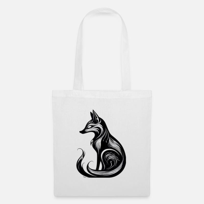 Minimalistic Black & White Fox - Tote Bag - white