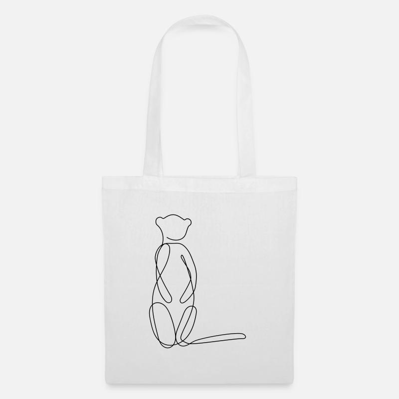 Erdmännchen One Line Art Motiv - Stoffbeutel - Weiß