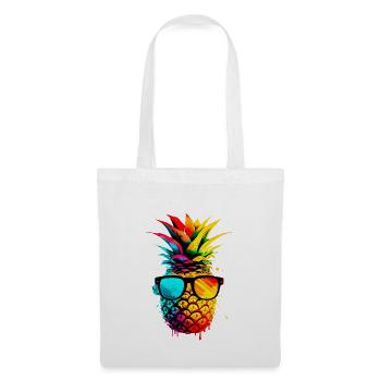 Ananas funky coloré - Sac en tissu - blanc - Devant