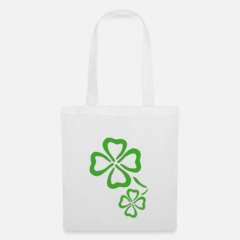 kleeblatt glueck shamrock luck four leaf clover23 - Stoffbeutel - Weiß