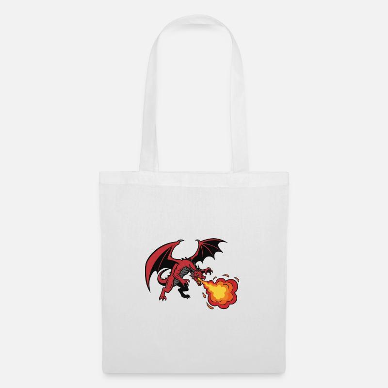 Roter Drache Feueratem Design - Stoffbeutel - Weiß