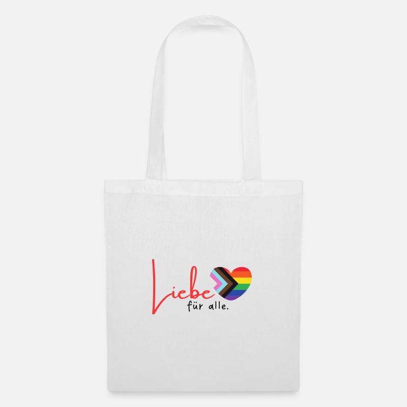 Liebe Pride Herz mit Regenbogenstreifen LGBTQ+ - Stoffbeutel - Weiß