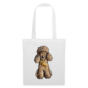 Pudel mit Teddy - Stoffbeutel - Weiß - Vorne