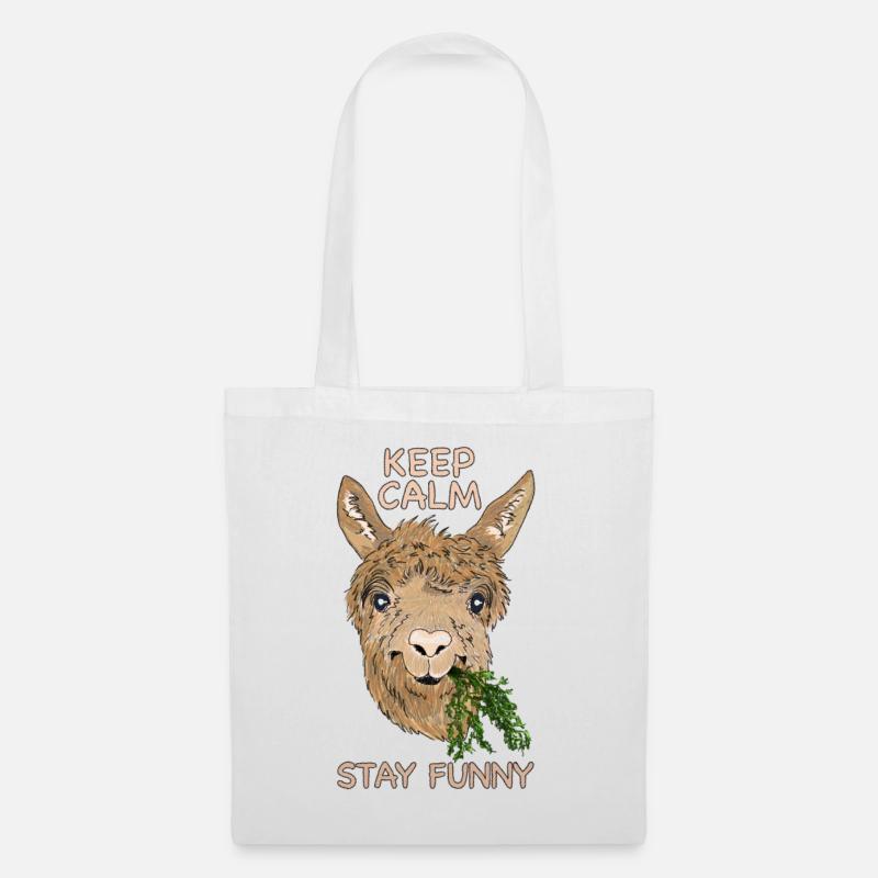 Keep calm stay funny - Alpaka - Stoffbeutel - Weiß