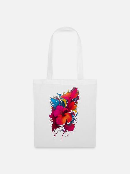 Hibiskus - Stoffbeutel - Weiß