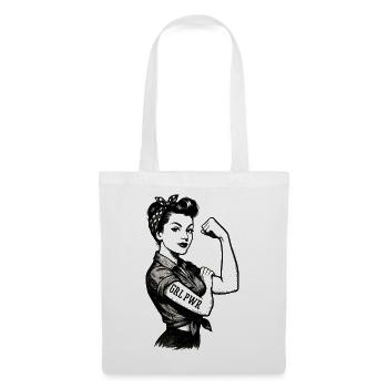 Strong Woman GRL PWR Rockabilly Biceps Arm Gift - Tote Bag - white - Front