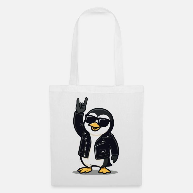 Rock'n'Roll Pinguin - Stoffbeutel - Weiß