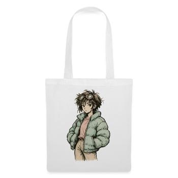 Patineuse indie en veste bouffante menthe - Sac en tissu - blanc - Devant
