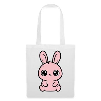 Kawaii Hase Rosa Große Augen Süß - Stoffbeutel - Weiß - Vorne