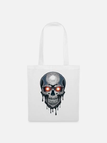 Gothic Okkult Totenkopf Horror Kissen Design - Stoffbeutel - Weiß