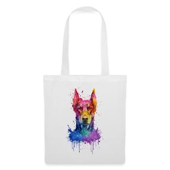 Dobermann Pinscher Buntes Aquarell Illustration - Stoffbeutel - Weiß - Vorne