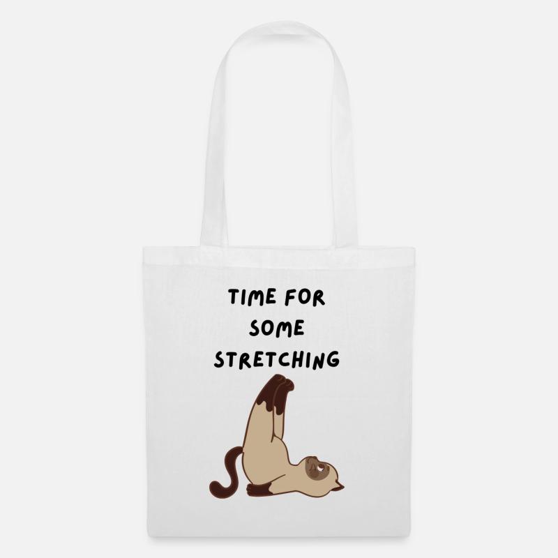 Katze Yoga - Stoffbeutel - Weiß