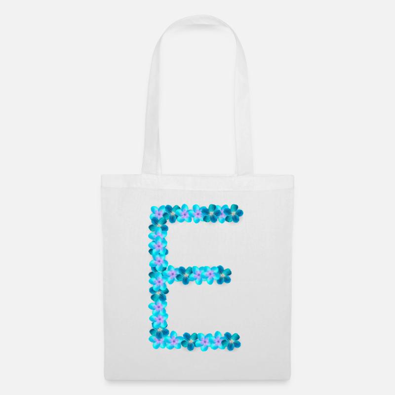 E aus blauen Blüten - Stoffbeutel - Weiß